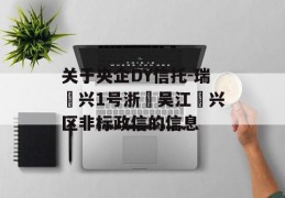 关于央企DY信托-瑞‬兴1号浙‮吴江‬兴区非标政信的信息