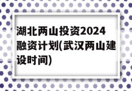 湖北两山投资2024融资计划(武汉两山建设时间)
