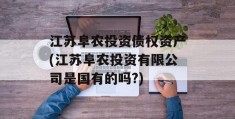 江苏阜农投资债权资产(江苏阜农投资有限公司是国有的吗?)