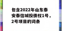 包含2022年山东泰安泰信城投债权1号，2号项目的词条