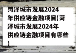 菏泽城市发展2024年供应链金融项目(菏泽城市发展2024年供应链金融项目有哪些)