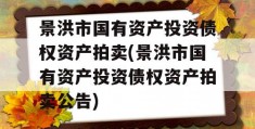 景洪市国有资产投资债权资产拍卖(景洪市国有资产投资债权资产拍卖公告)