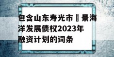 包含山东寿光市昇景海洋发展债权2023年融资计划的词条