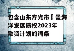 包含山东寿光市昇景海洋发展债权2023年融资计划的词条