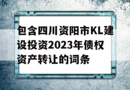 包含四川资阳市KL建设投资2023年债权资产转让的词条