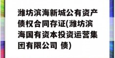 潍坊滨海新城公有资产债权合同存证(潍坊滨海国有资本投资运营集团有限公司 债)