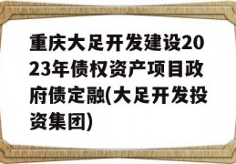 重庆大足开发建设2023年债权资产项目政府债定融(大足开发投资集团)