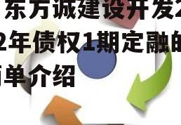 山东方诚建设开发2022年债权1期定融的简单介绍