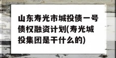 山东寿光市城投债一号债权融资计划(寿光城投集团是干什么的)