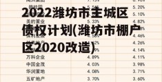 2022潍坊市主城区债权计划(潍坊市棚户区2020改造)