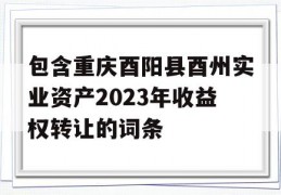 包含重庆酉阳县酉州实业资产2023年收益权转让的词条