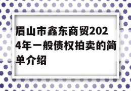 眉山市鑫东商贸2024年一般债权拍卖的简单介绍