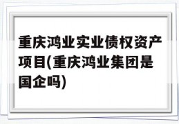 重庆鸿业实业债权资产项目(重庆鸿业集团是国企吗)
