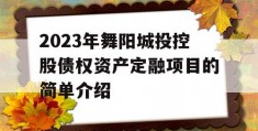 2023年舞阳城投控股债权资产定融项目的简单介绍