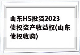 山东HS投资2023债权资产收益权(山东债权收购)