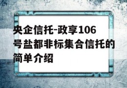 央企信托-政享106号盐都非标集合信托的简单介绍