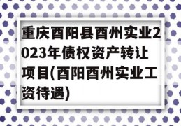 重庆酉阳县酉州实业2023年债权资产转让项目(酉阳酉州实业工资待遇)