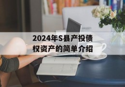 2024年S县产投债权资产的简单介绍
