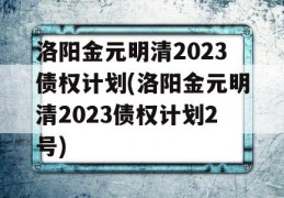 洛阳金元明清2023债权计划(洛阳金元明清2023债权计划2号)