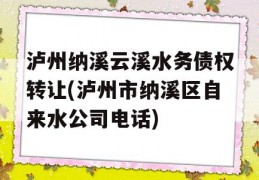 泸州纳溪云溪水务债权转让(泸州市纳溪区自来水公司电话)