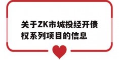 关于ZK市城投经开债权系列项目的信息