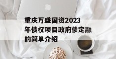 重庆万盛国资2023年债权项目政府债定融的简单介绍