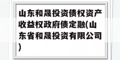 山东和晟投资债权资产收益权政府债定融(山东省和晟投资有限公司)