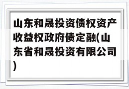 山东和晟投资债权资产收益权政府债定融(山东省和晟投资有限公司)