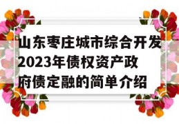 山东枣庄城市综合开发2023年债权资产政府债定融的简单介绍