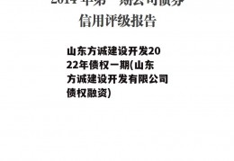 山东方诚建设开发2022年债权一期(山东方诚建设开发有限公司债权融资)