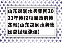 山东晟润水务集团2023年债权项目政府债定融(山东晟润水务集团总经理张强)