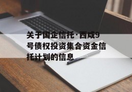 关于国企信托·西咸9号债权投资集合资金信托计划的信息