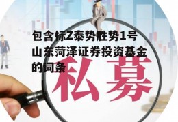 包含标Z泰势胜势1号山东菏泽证券投资基金的词条