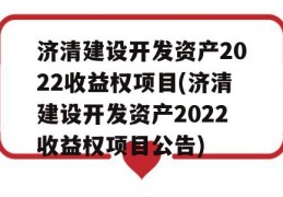 济清建设开发资产2022收益权项目(济清建设开发资产2022收益权项目公告)