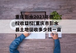 重庆彭水2023年债权收益权(重庆市彭水县土地征收多少钱一亩)