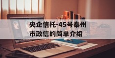 央企信托-45号泰州市政信的简单介绍