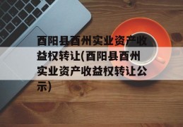 酉阳县酉州实业资产收益权转让(酉阳县酉州实业资产收益权转让公示)