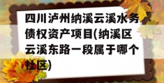 四川泸州纳溪云溪水务债权资产项目(纳溪区云溪东路一段属于哪个社区)