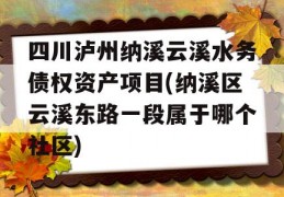 四川泸州纳溪云溪水务债权资产项目(纳溪区云溪东路一段属于哪个社区)