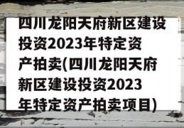 四川龙阳天府新区建设投资2023年特定资产拍卖(四川龙阳天府新区建设投资2023年特定资产拍卖项目)