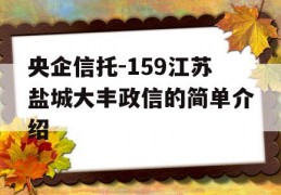 央企信托-159江苏盐城大丰政信的简单介绍