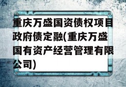 重庆万盛国资债权项目政府债定融(重庆万盛国有资产经营管理有限公司)