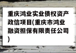 重庆鸿业实业债权资产政信项目(重庆市鸿业融资担保有限责任公司)