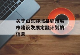 关于山东郓城县郓州城市建设发展定融计划的信息