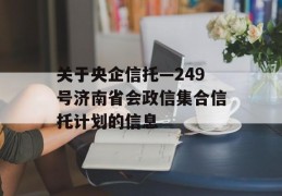 关于央企信托—249号济南省会政信集合信托计划的信息