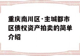 重庆南川区·主城都市区债权资产拍卖的简单介绍