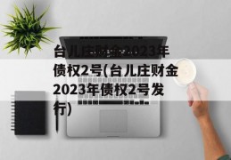 台儿庄财金2023年债权2号(台儿庄财金2023年债权2号发行)