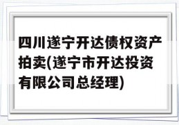 四川遂宁开达债权资产拍卖(遂宁市开达投资有限公司总经理)