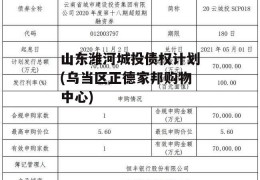 山东潍河城投债权计划(乌当区正德家邦购物中心)