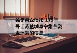 关于央企信托-175号江苏盐城阜宁集合资金计划的信息